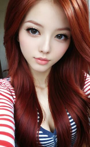 AI girl with red hair wallpaper
