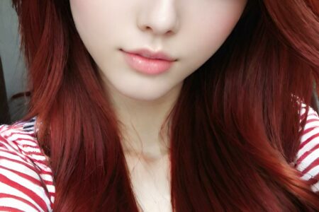 AI girl with red hair wallpaper