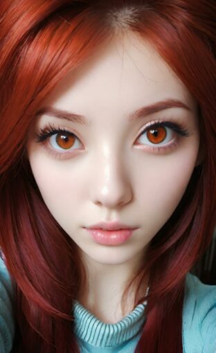 AI girl with red hair wallpaper