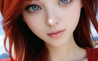 AI girl with red hair wallpaper