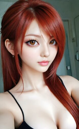 AI girl with red hair wallpaper