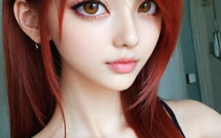 AI girl with red hair wallpaper