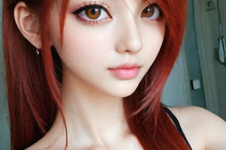 AI girl with red hair wallpaper