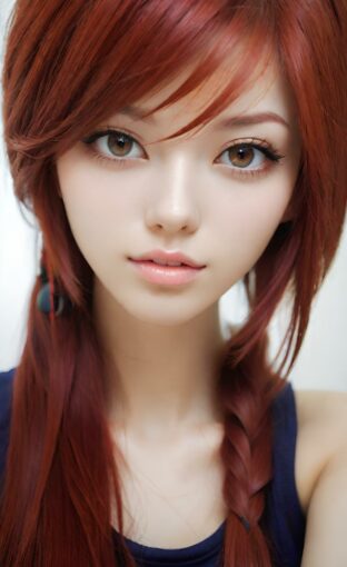 AI girl with red hair wallpaper
