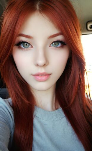 AI girl with red hair wallpaper