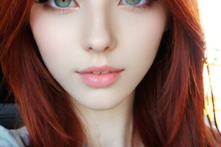 AI girl with red hair wallpaper