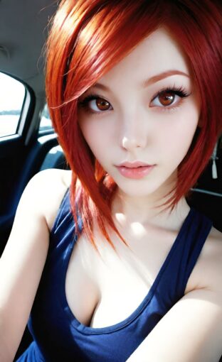 AI girl with red hair wallpaper