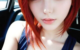 AI girl with red hair wallpaper