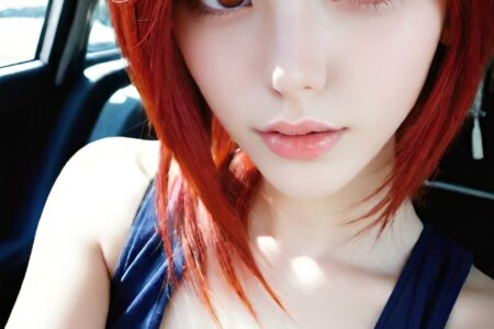 AI girl with red hair wallpaper