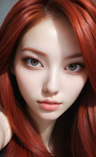 AI girl with red hair wallpaper