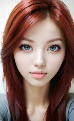 AI girl with red hair wallpaper