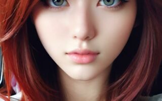 AI girl with red hair wallpaper