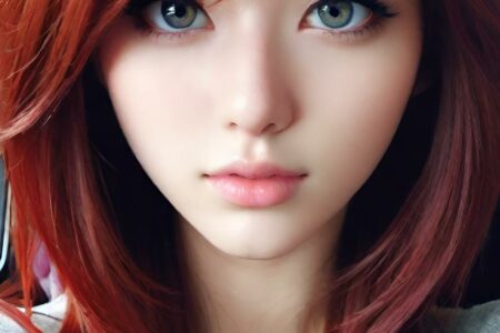 AI girl with red hair wallpaper