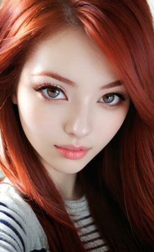 AI girl with red hair wallpaper