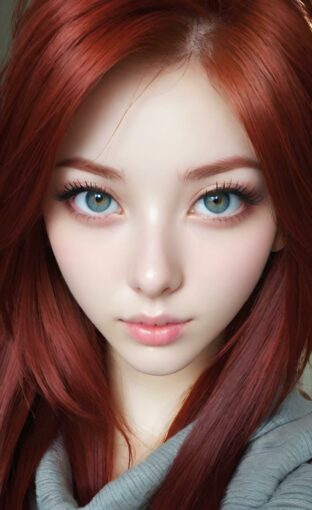 AI girl with red hair wallpaper
