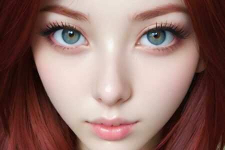 AI girl with red hair wallpaper