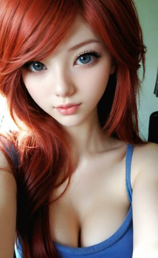 AI girl with red hair wallpaper
