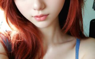 AI girl with red hair wallpaper