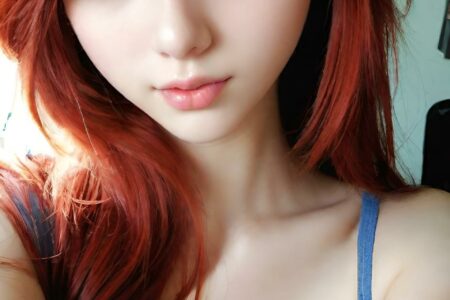 AI girl with red hair wallpaper
