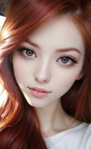 AI girl with red hair wallpaper