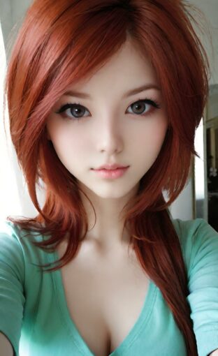 AI girl with red hair wallpaper
