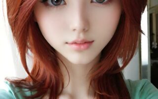 AI girl with red hair wallpaper