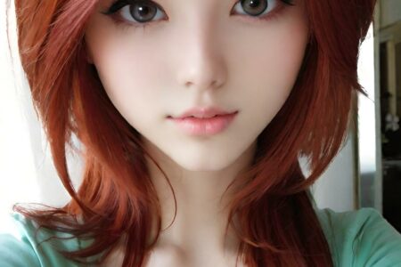 AI girl with red hair wallpaper