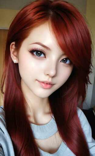 AI girl with red hair wallpaper