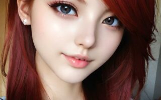 AI girl with red hair wallpaper