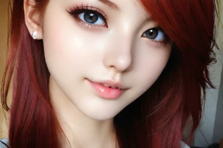 AI girl with red hair wallpaper