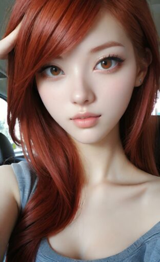 AI girl with red hair wallpaper