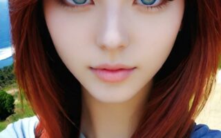 AI girl with red hair wallpaper
