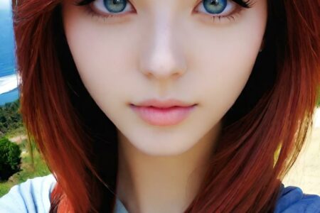 AI girl with red hair wallpaper