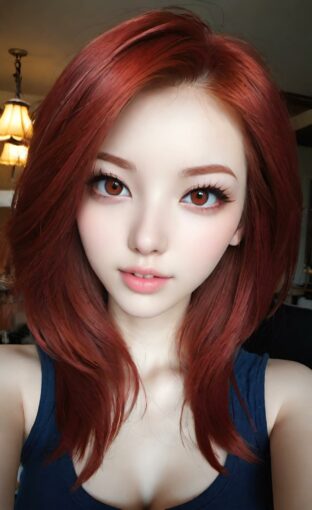 AI girl with red hair wallpaper