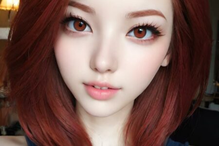 AI girl with red hair wallpaper