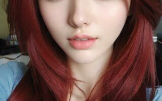 AI girl with red hair wallpaper
