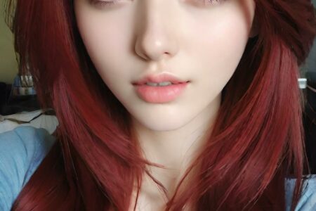 AI girl with red hair wallpaper
