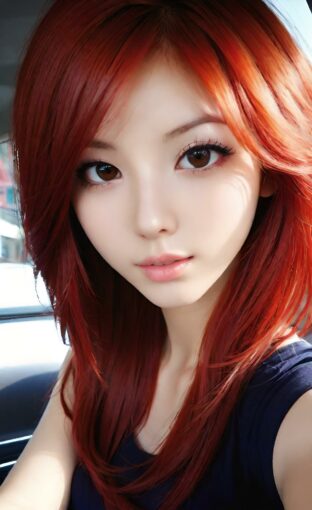 AI girl with red hair wallpaper