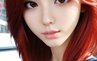 AI girl with red hair wallpaper