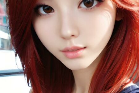 AI girl with red hair wallpaper