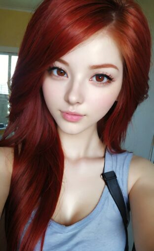 AI girl with red hair wallpaper
