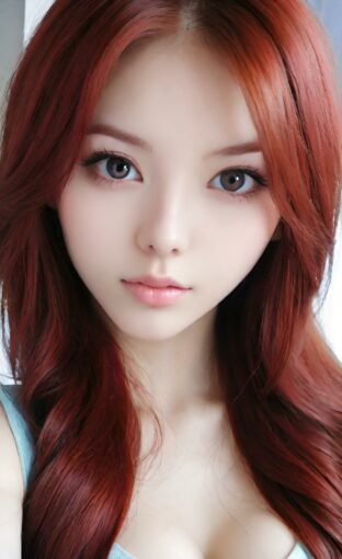 AI girl with red hair wallpaper