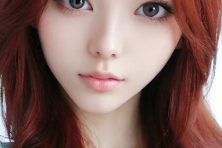 AI girl with red hair wallpaper