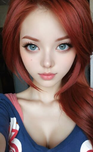 AI girl with red hair wallpaper