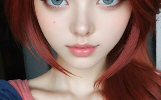 AI girl with red hair wallpaper