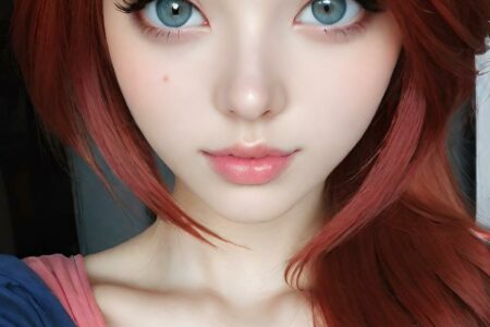 AI girl with red hair wallpaper