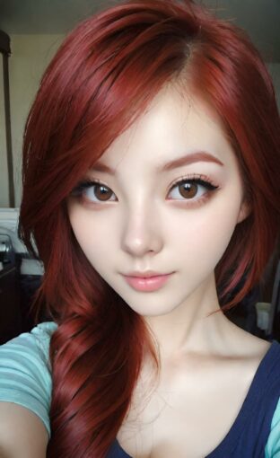 AI girl with red hair wallpaper