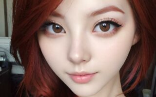 AI girl with red hair wallpaper