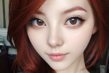 AI girl with red hair wallpaper