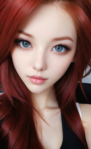 AI girl with red hair wallpaper